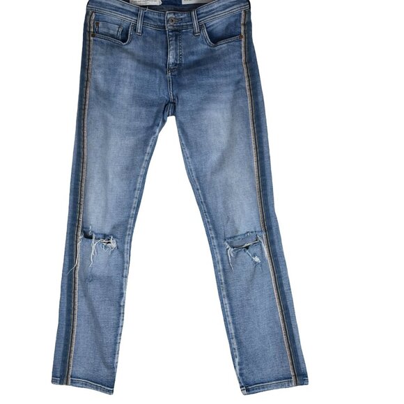 Pilcro and the Letterpress Slim Boyfriend Jeans 26 Mid Rise Relaxed Fit Soft Fad - Picture 1 of 10